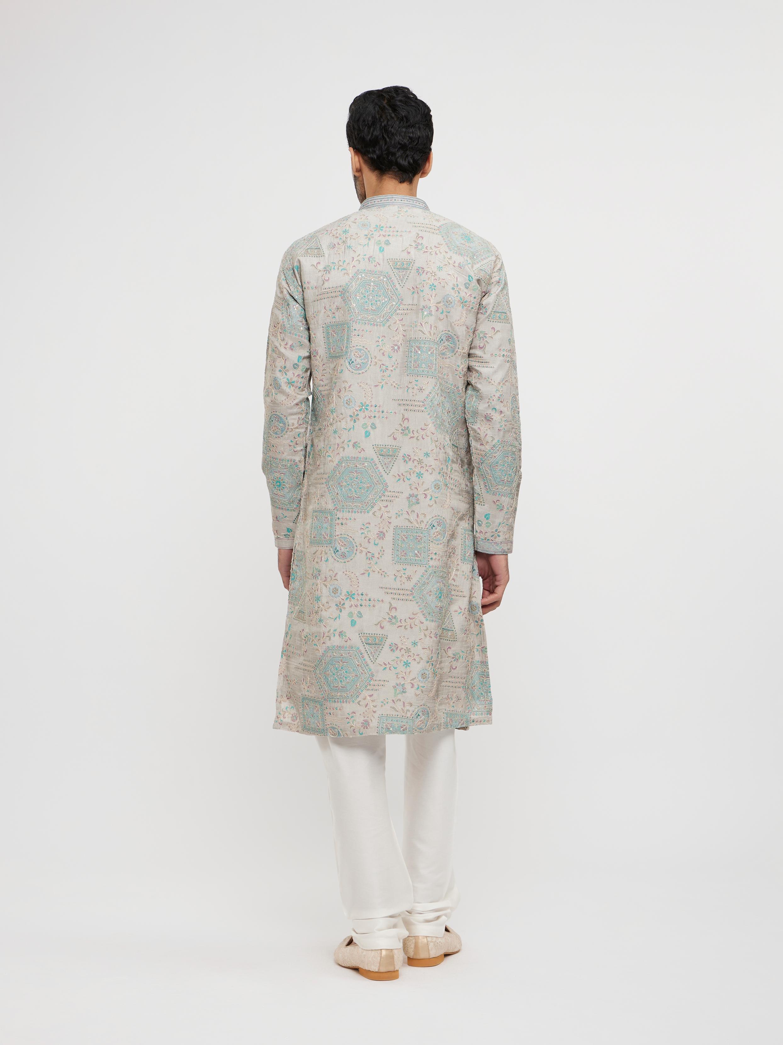 Twamev Men Pista Green Festive Kurta Pajama