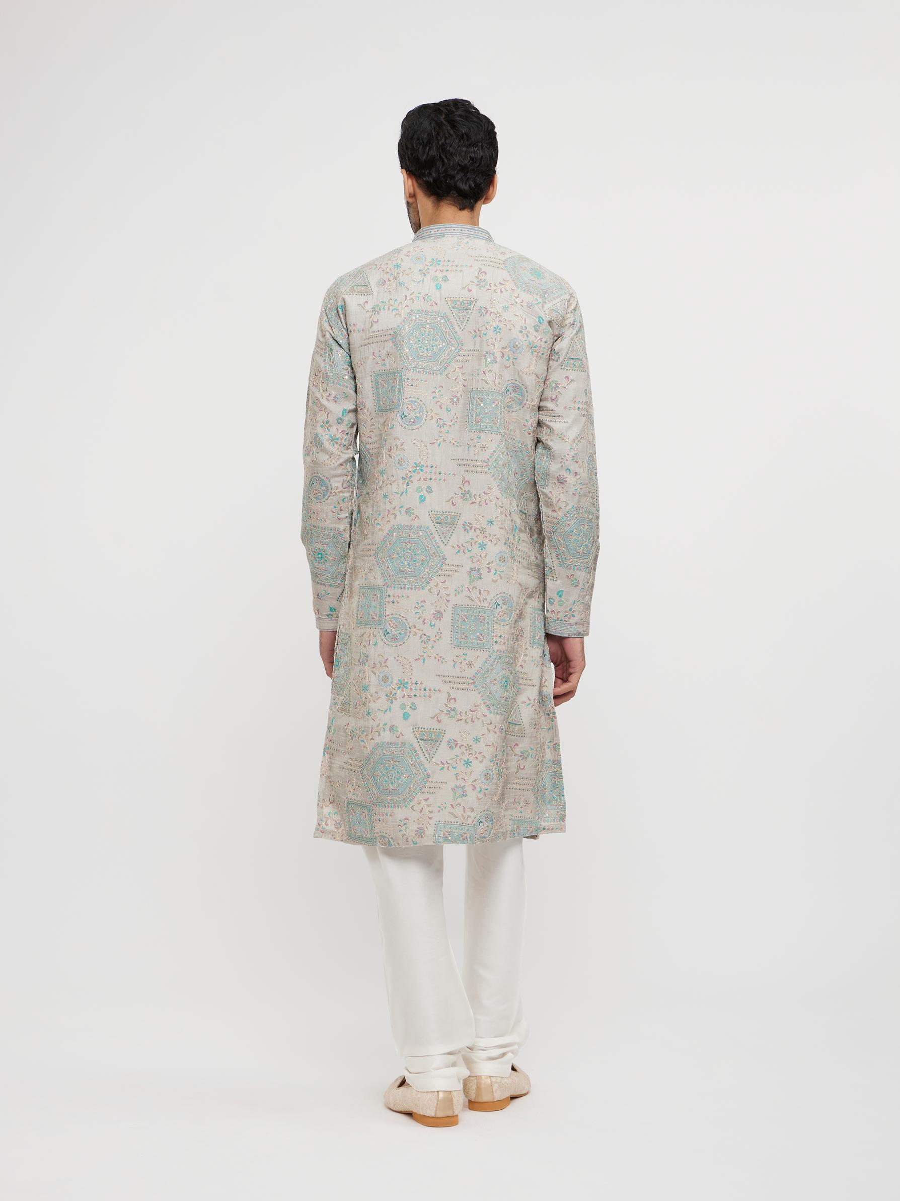 Twamev Men Pista Green Festive Kurta Pajama
