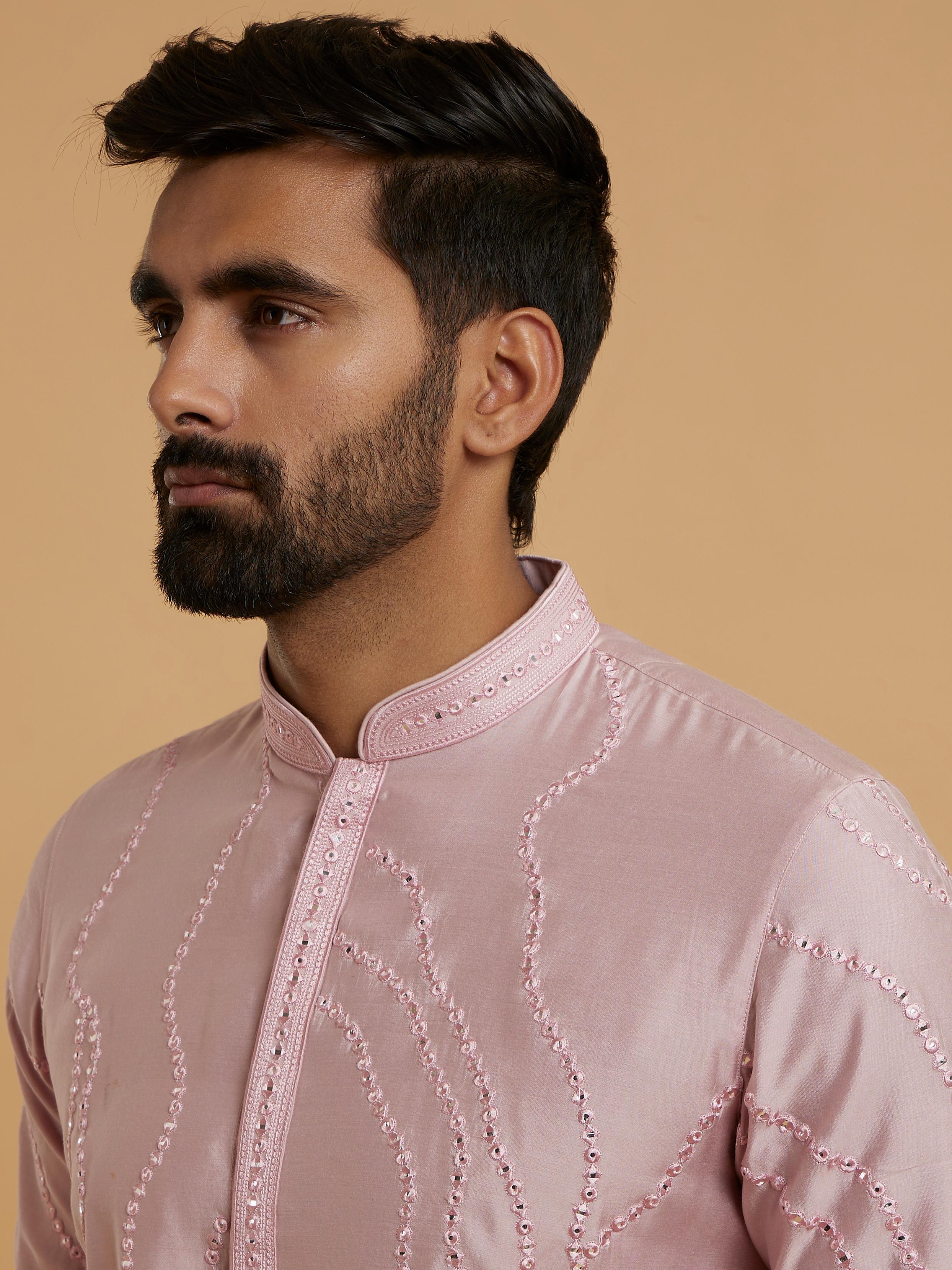 Twamev Men Elegant Pink Kurta Pajama Ensemble