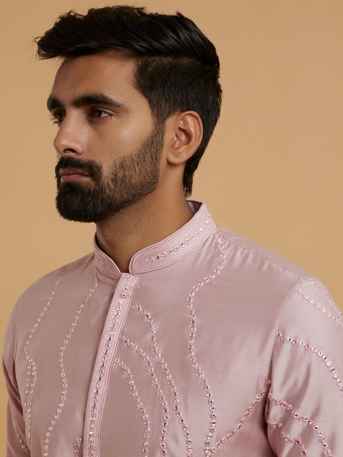 Twamev Men Elegant Pink Kurta Pajama Ensemble