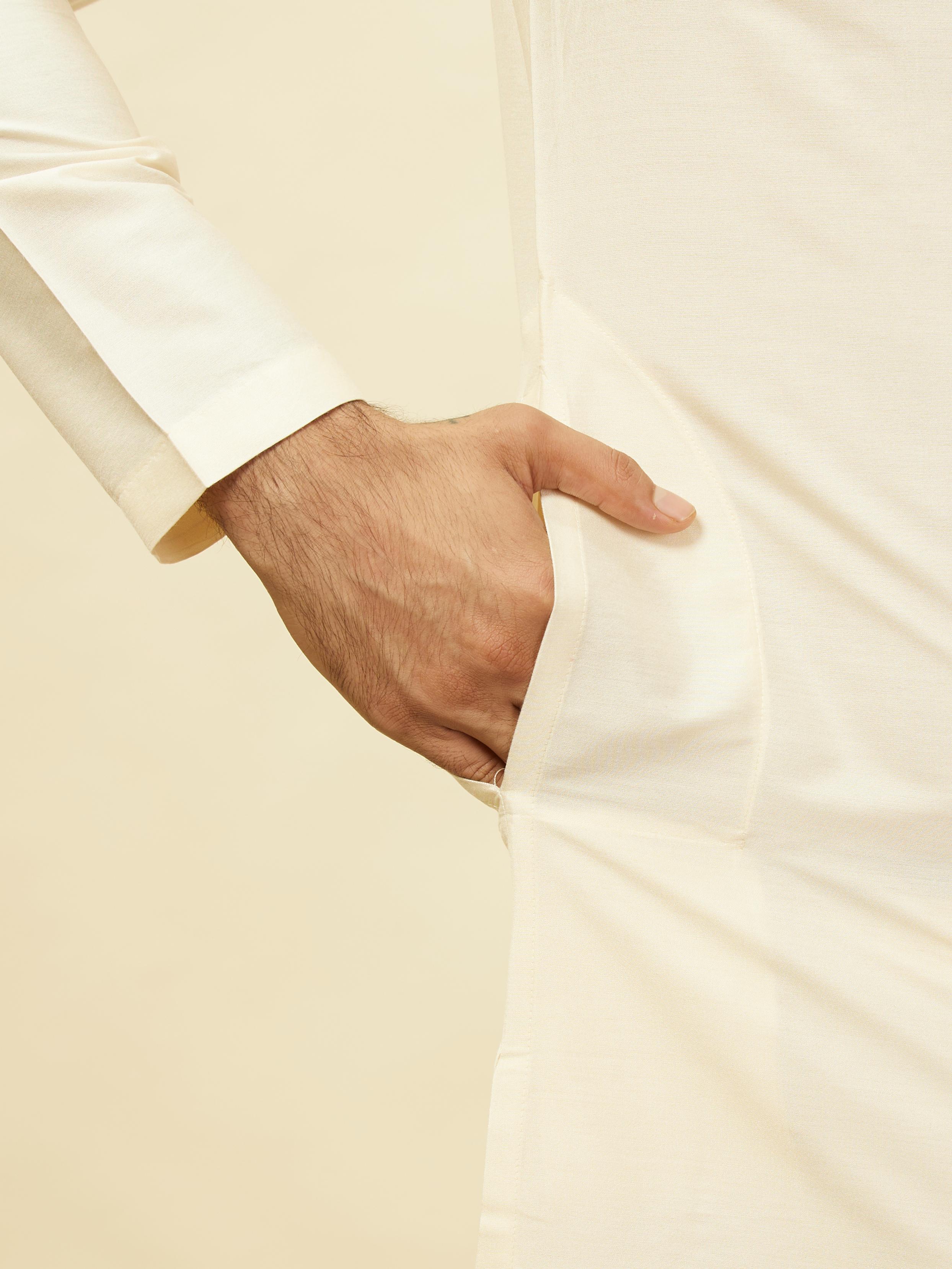 Twamev Men Classic Cream Kurta Set