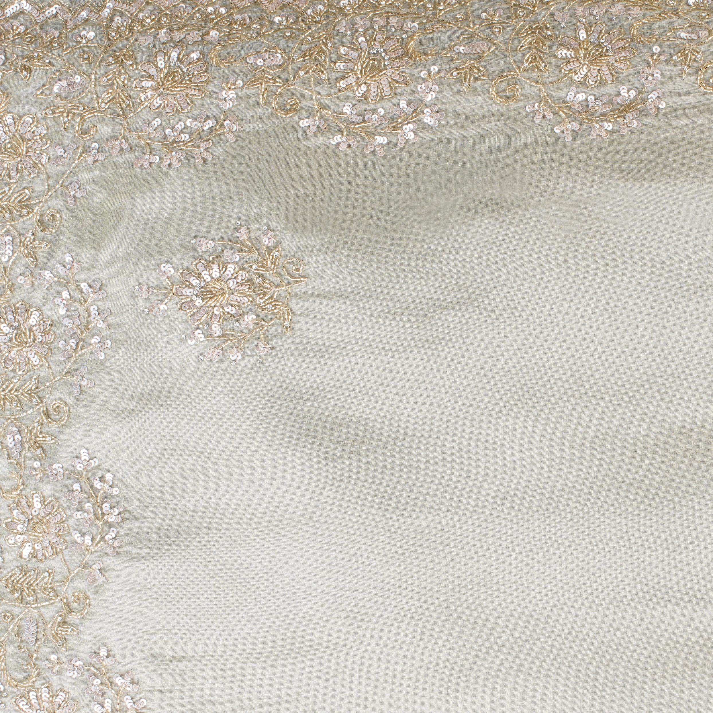 Twamev Women Elegant Cream Saree in Organza with Precise Embellishments