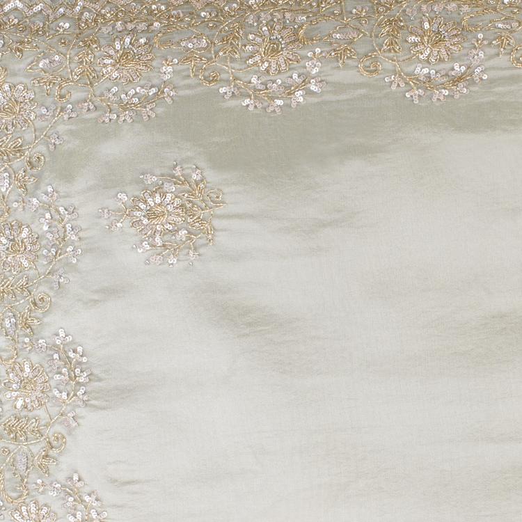 Twamev Women Elegant Cream Saree in Organza with Precise Embellishments