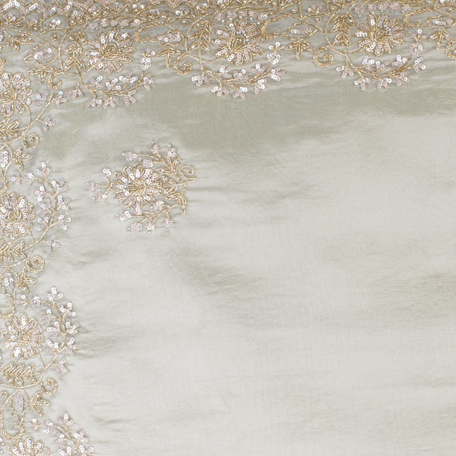 Twamev Women Elegant Cream Saree in Organza with Precise Embellishments