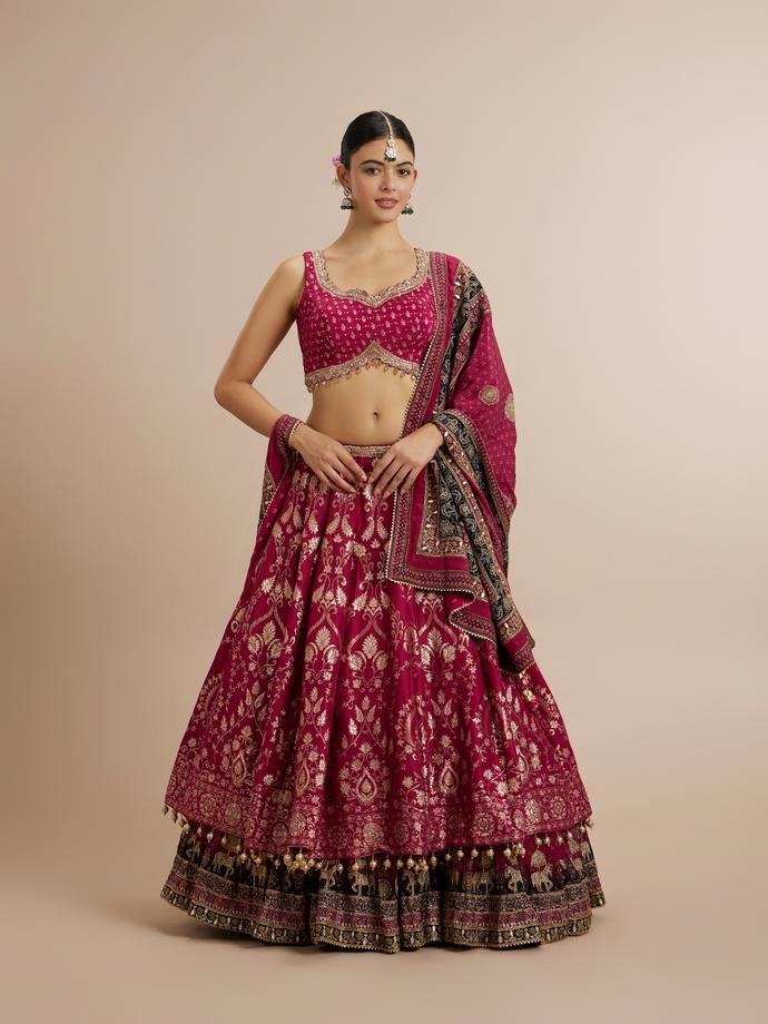 Twamev Women Maroon Bliss Sparkle Lehenga