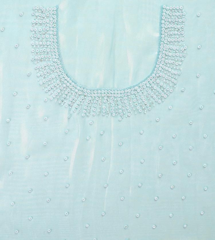 Twamev Women Sophisticated Sea Green Organza Saree