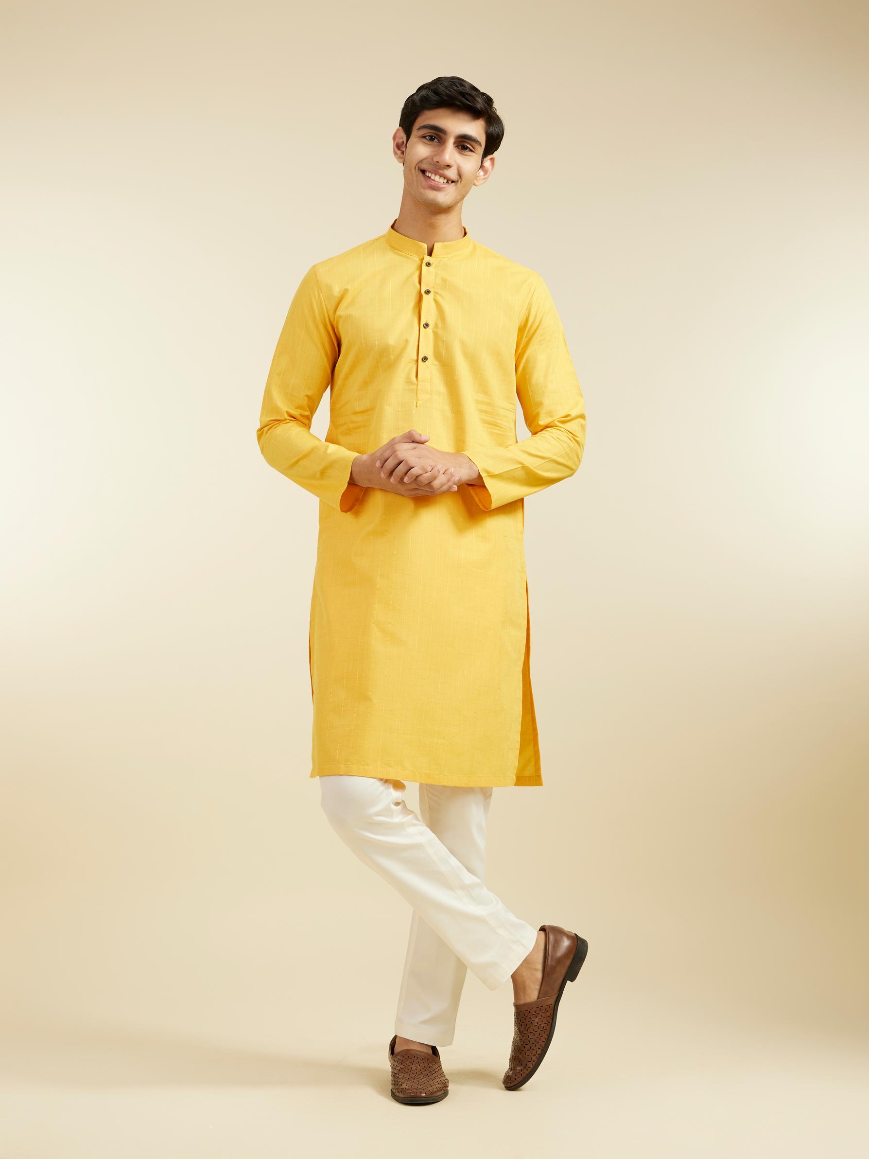 Diwas Men Luxurious Mustard Kurta