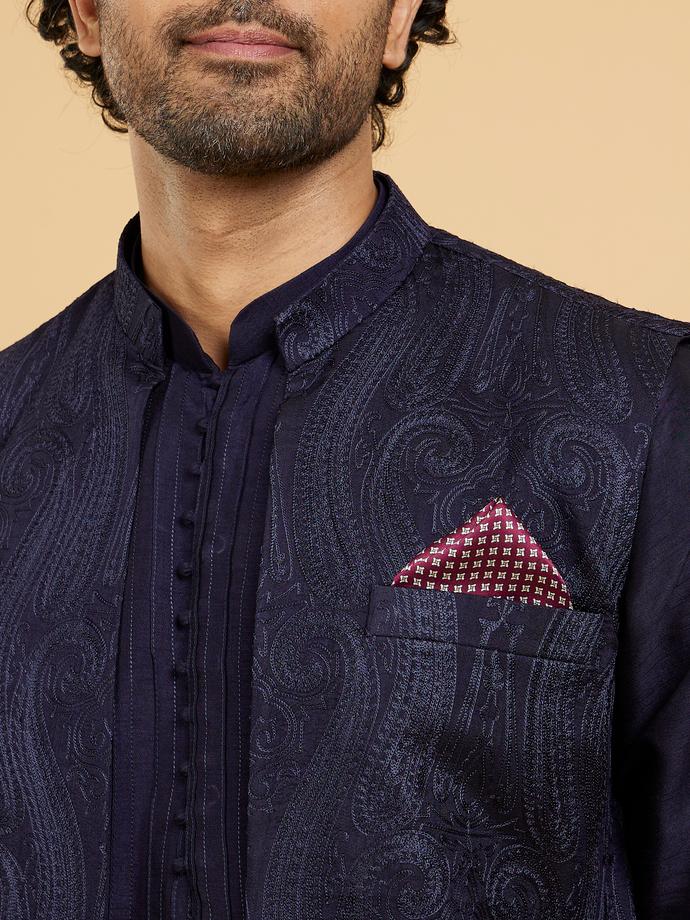 Twamev Men Wine Splendor Satin Pocket Square