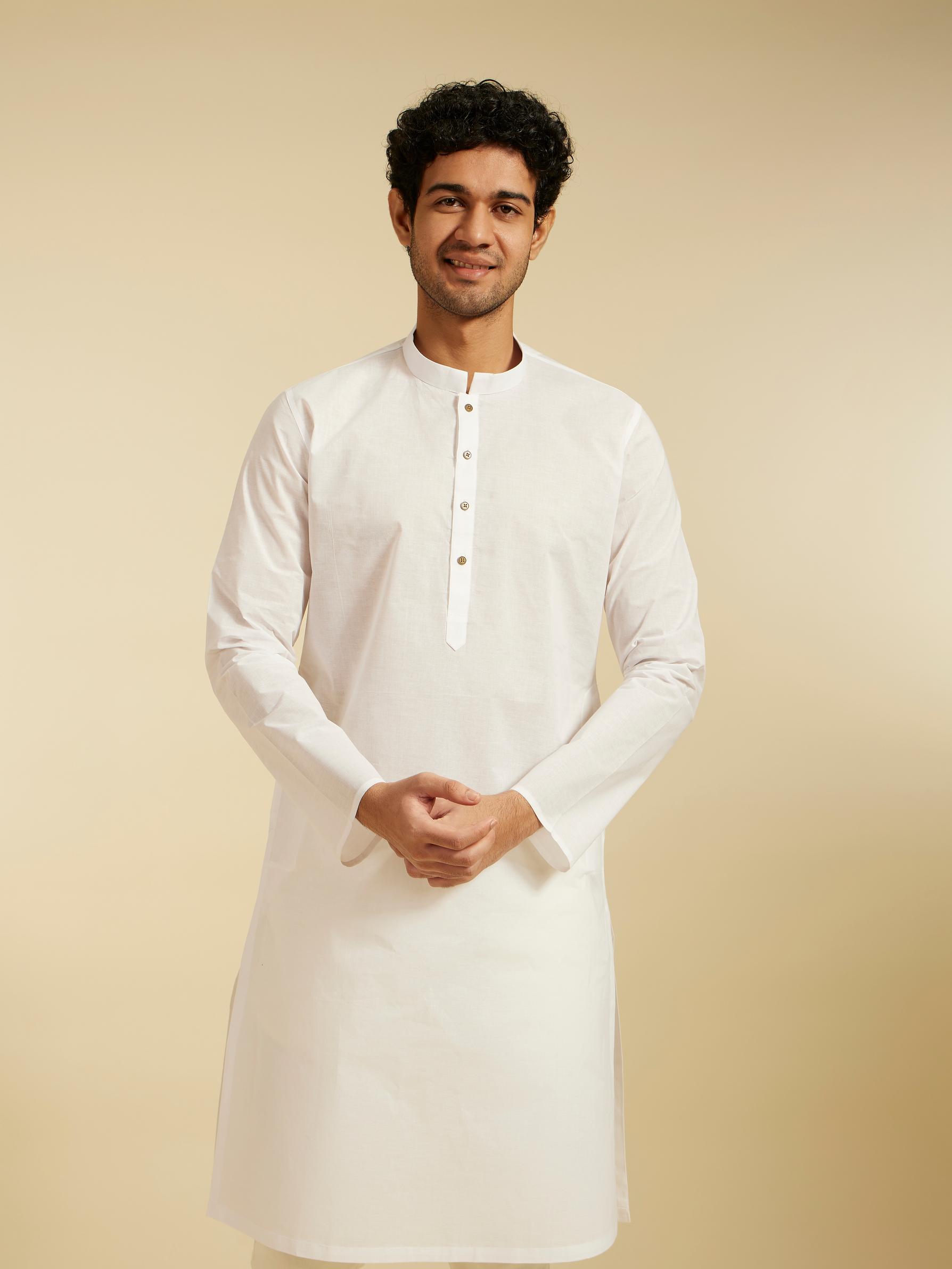 Diwas Men Ice White Plain Classic Kurta