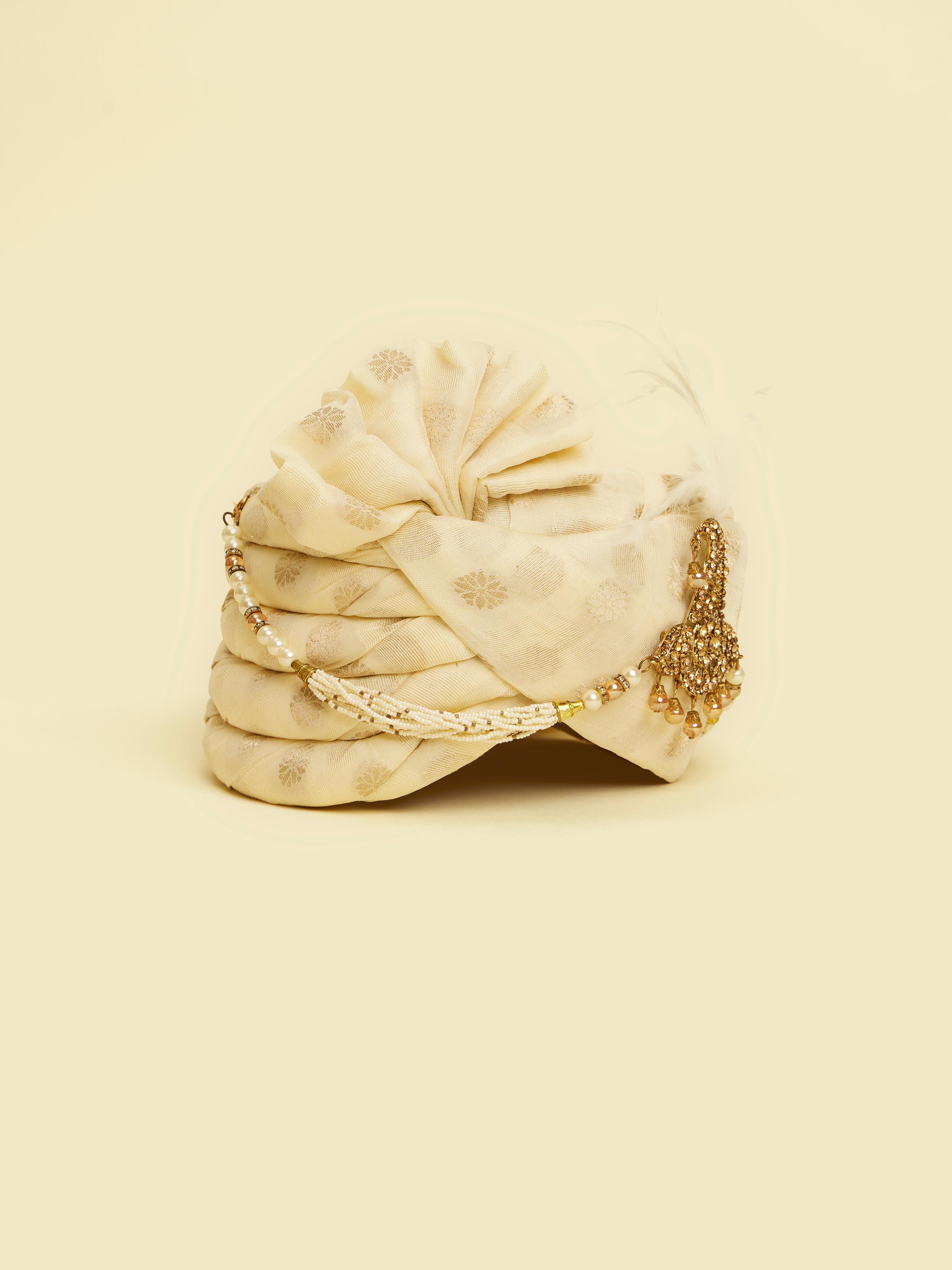 Twamev Men Cream Elegance Organza Safa