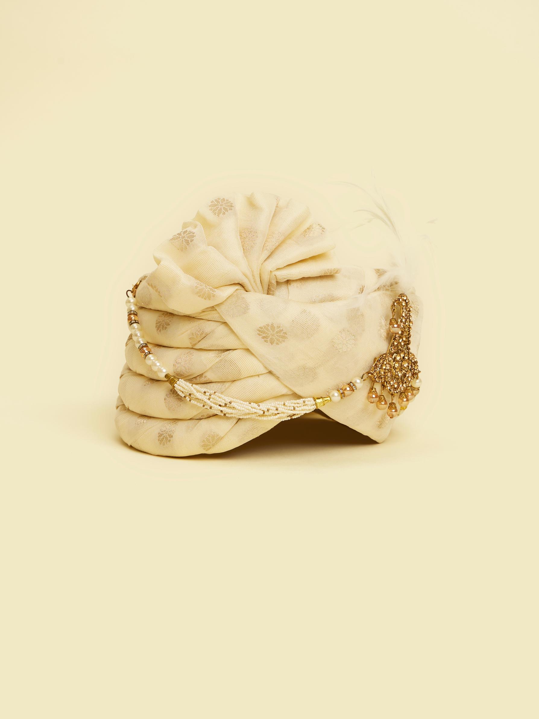 Twamev Men Cream Elegance Organza Safa
