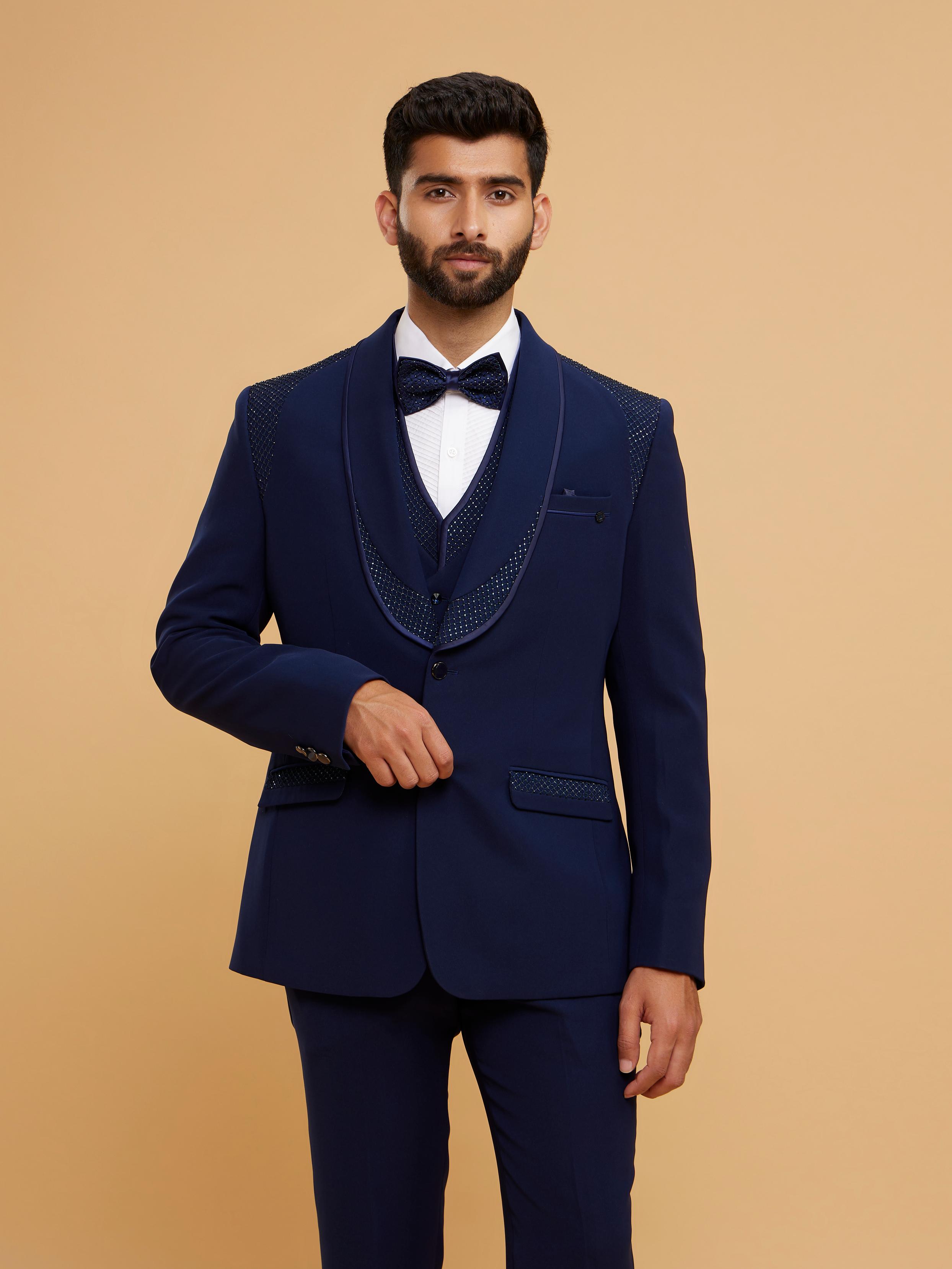 Twamev Men Royal Blue Charm Suit Set