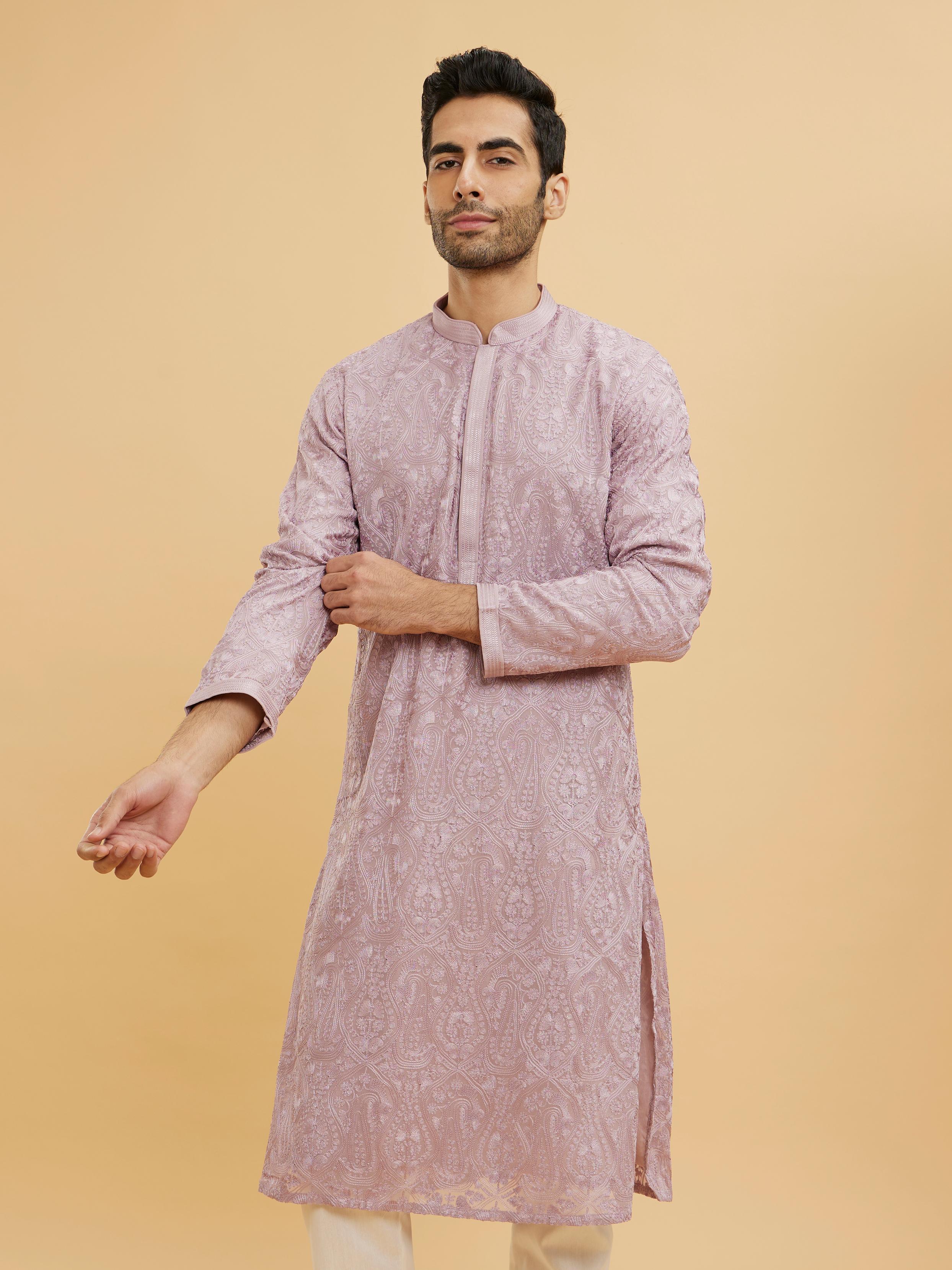 Twamev Men Dazzling Lilac Kurta Pajama
