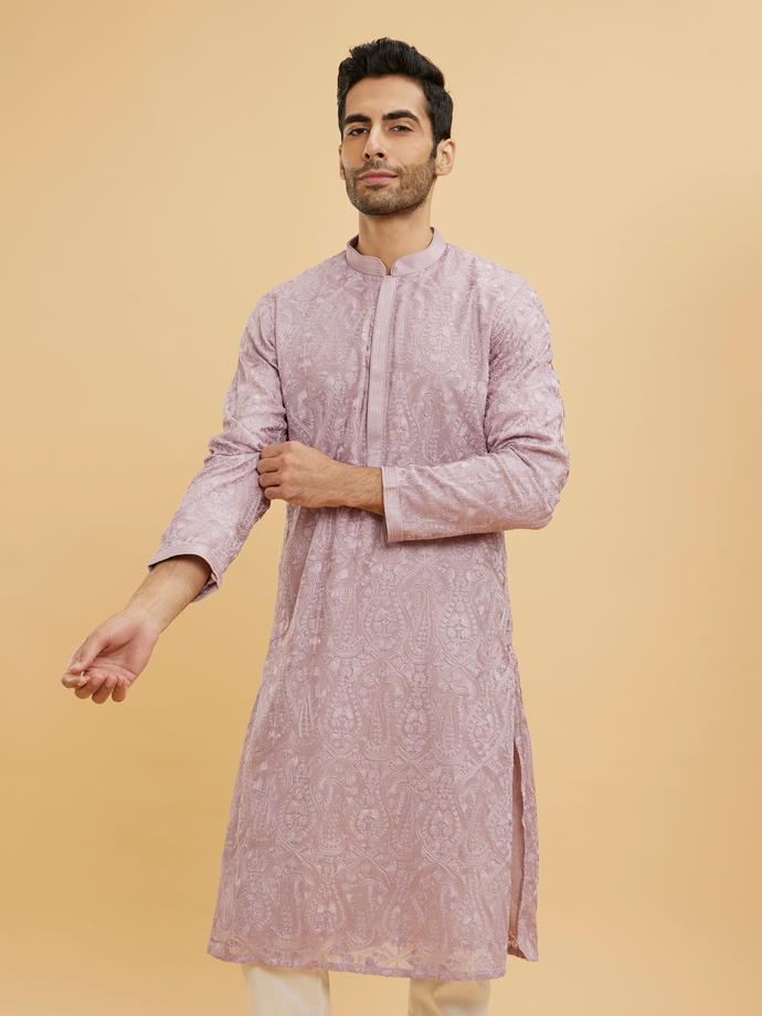 Twamev Men Dazzling Lilac Kurta Pajama