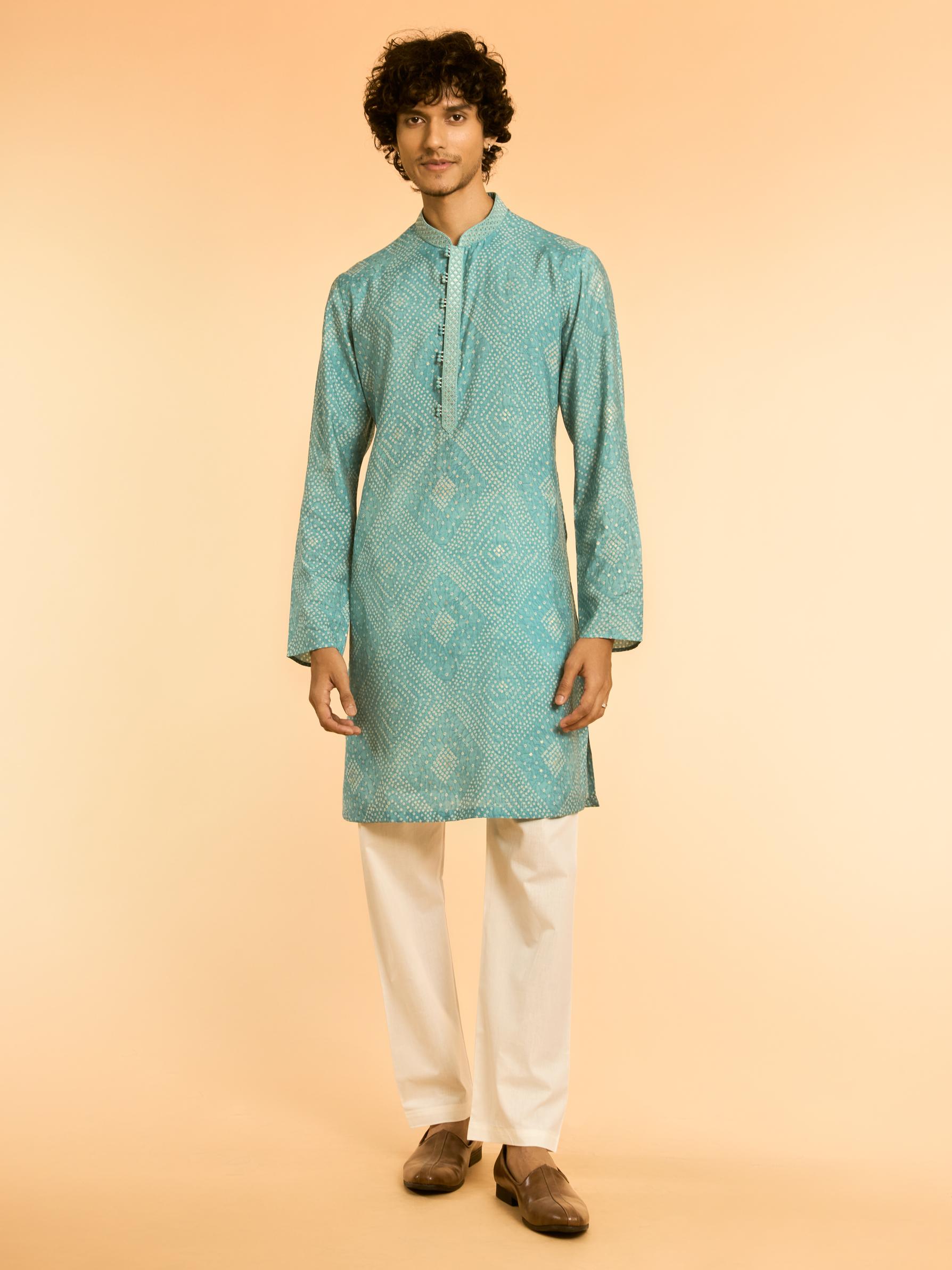 Diwas Men Turquoise Blue Festive Kurta