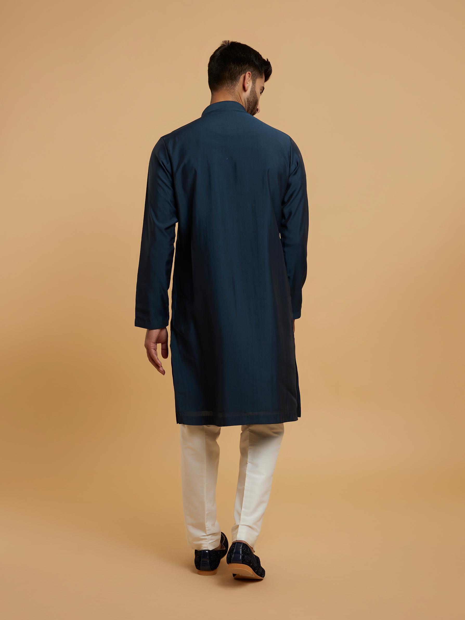 Twamev Men Dark Blue Regality Kurta Pajama