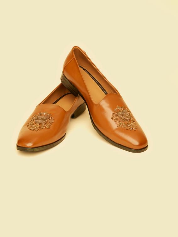 Twamev Men Tan Brown Diamond Patterned Loafer Style Shoes