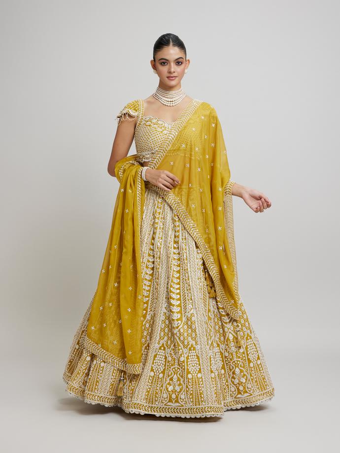 Twamev Women Twirling Sunshine Yellow Lehenga
