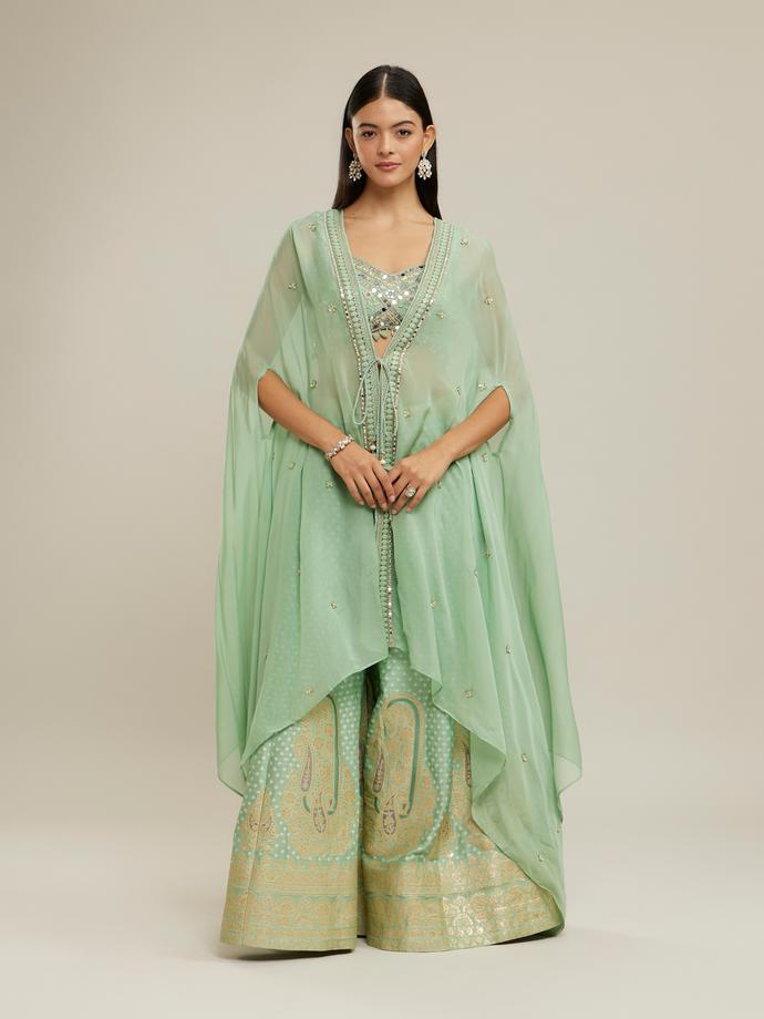 Twamev Women Pista Green Elegance Indo Western