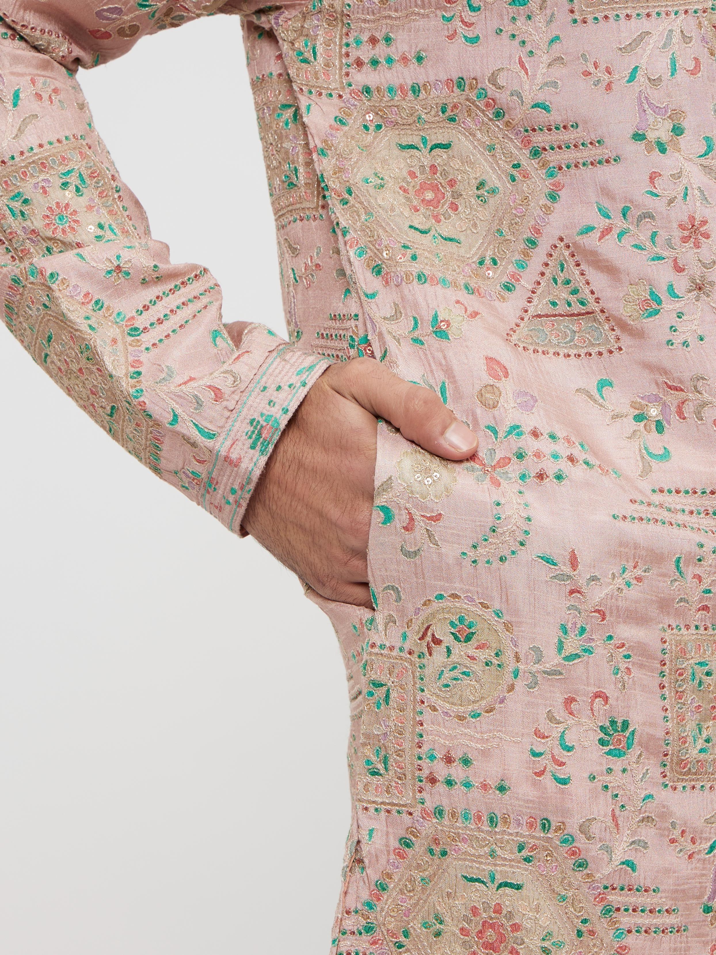 Twamev Men Dusty Pink Graceful Kurta Pajama