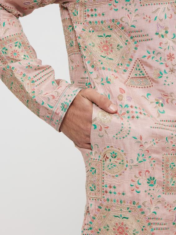 Twamev Men Dusty Pink Graceful Kurta Pajama