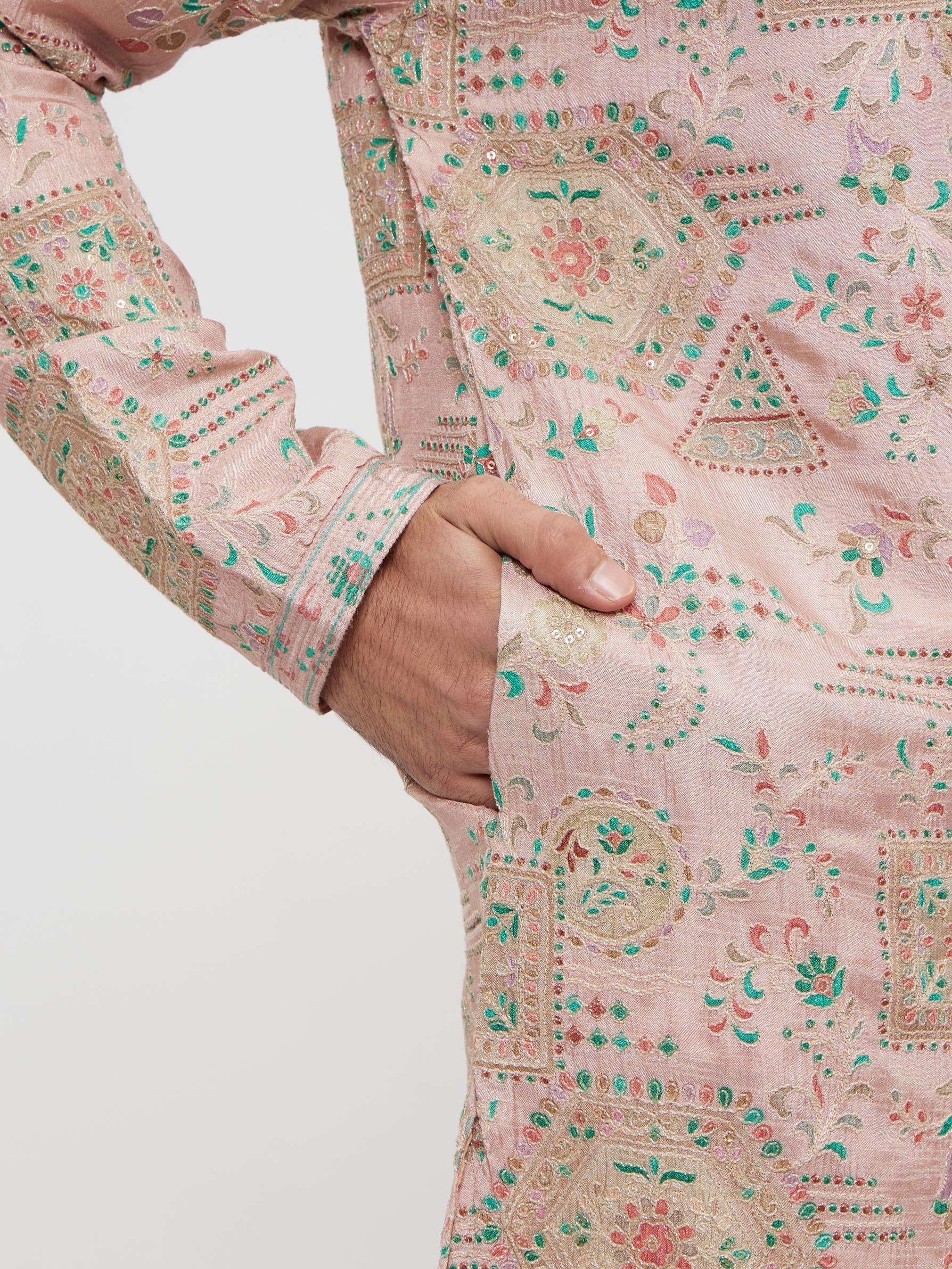 Twamev Men Dusty Pink Graceful Kurta Pajama