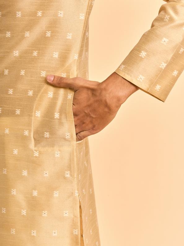 Diwas Men Beige Art Silk Celebration Kurta
