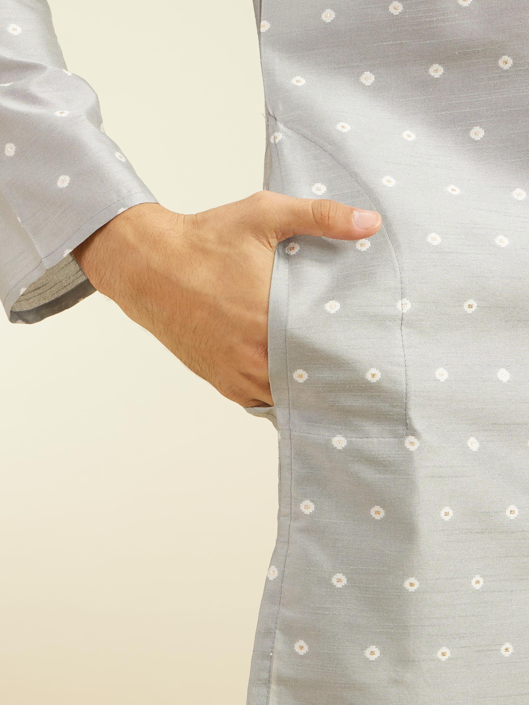 Diwas Men Smoke Grey Bandhani Inspired Pattern Kurta