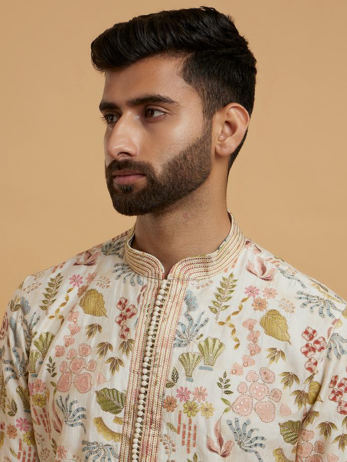 Twamev Men Twamev Cream Kurta Pajama