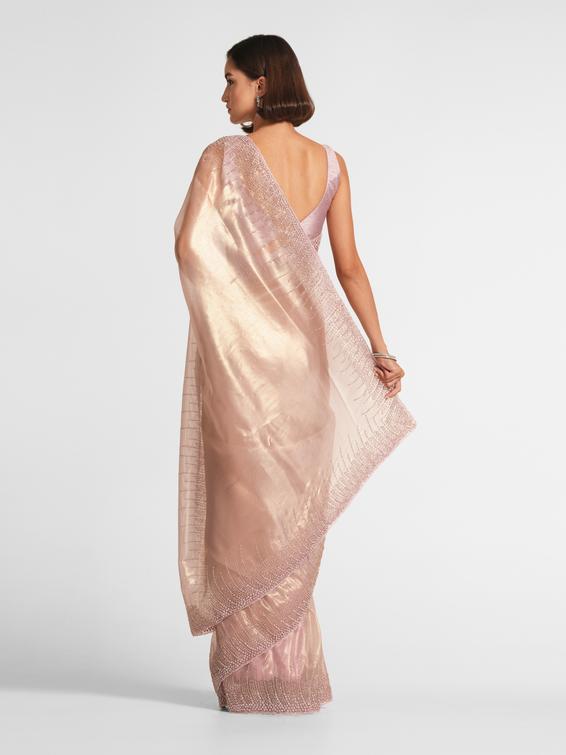 Twamev Women Enchanting Purple Organza Saree