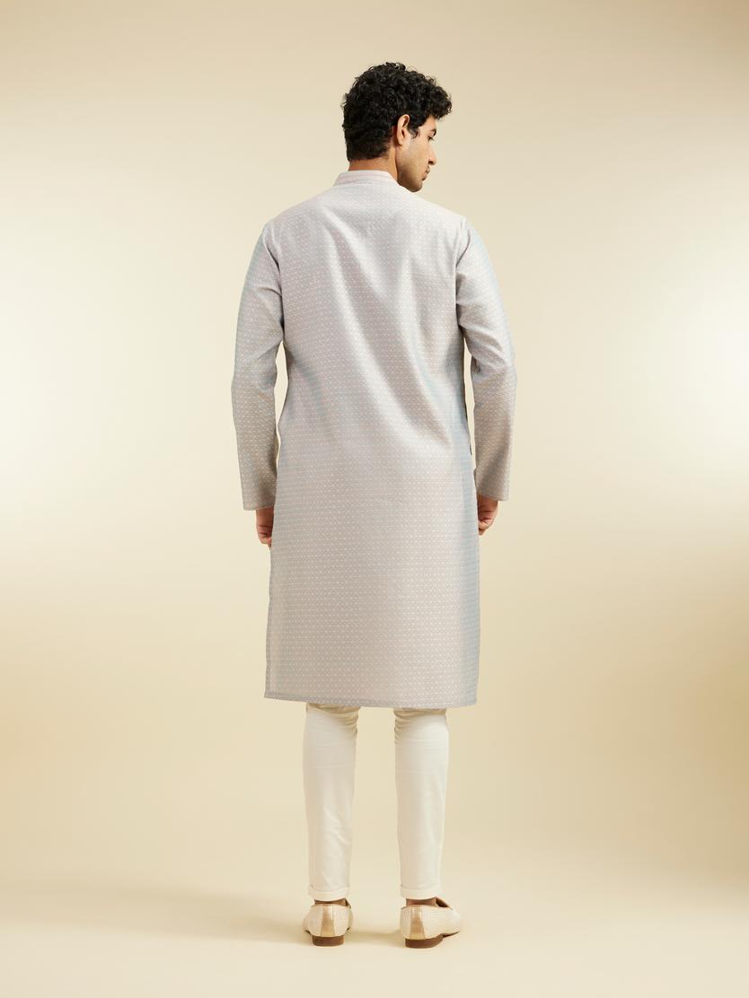 Diwas Men Smoke Grey Buta Jaal Patterned Kurta