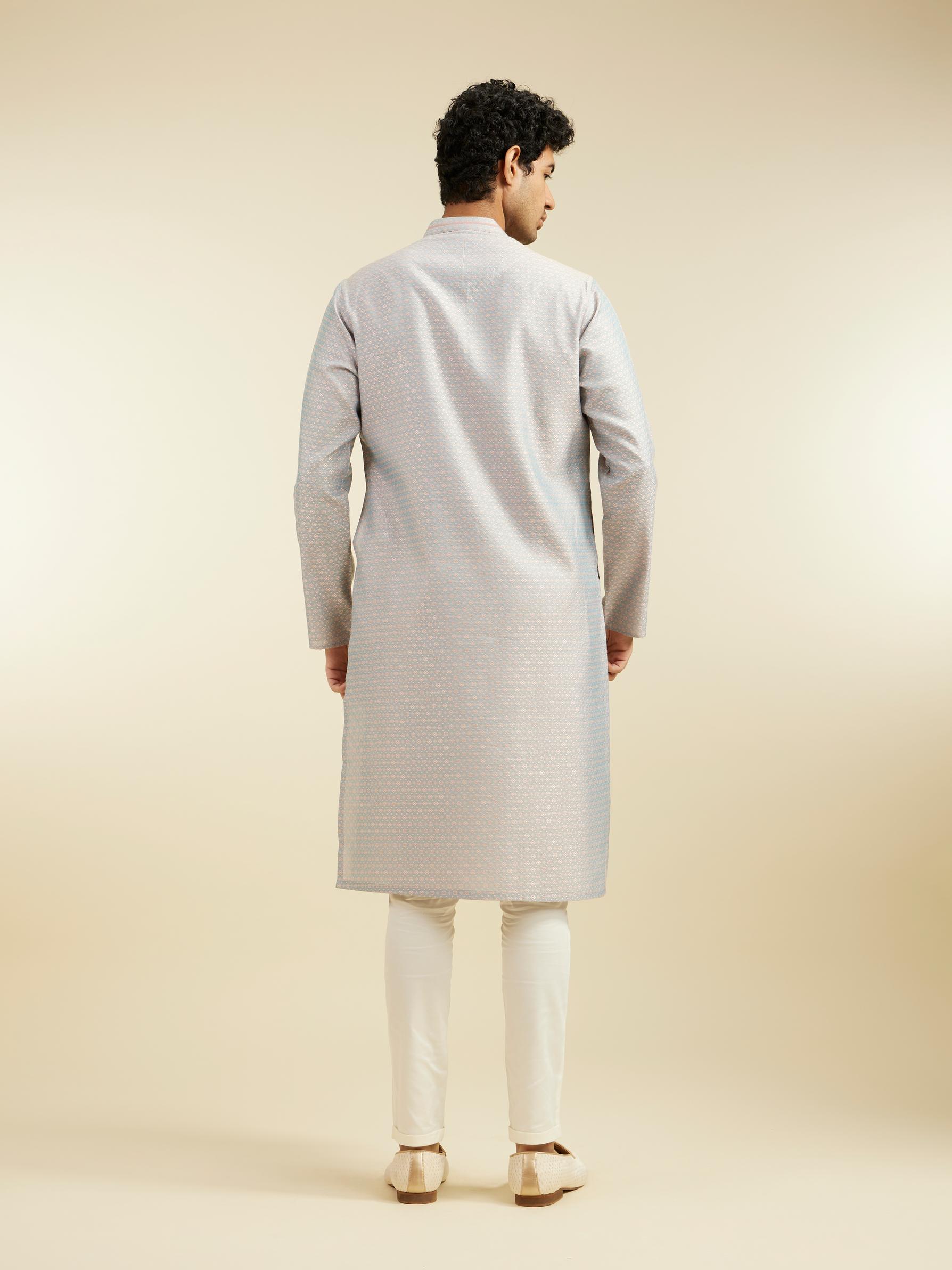 Diwas Men Smoke Grey Buta Jaal Patterned Kurta