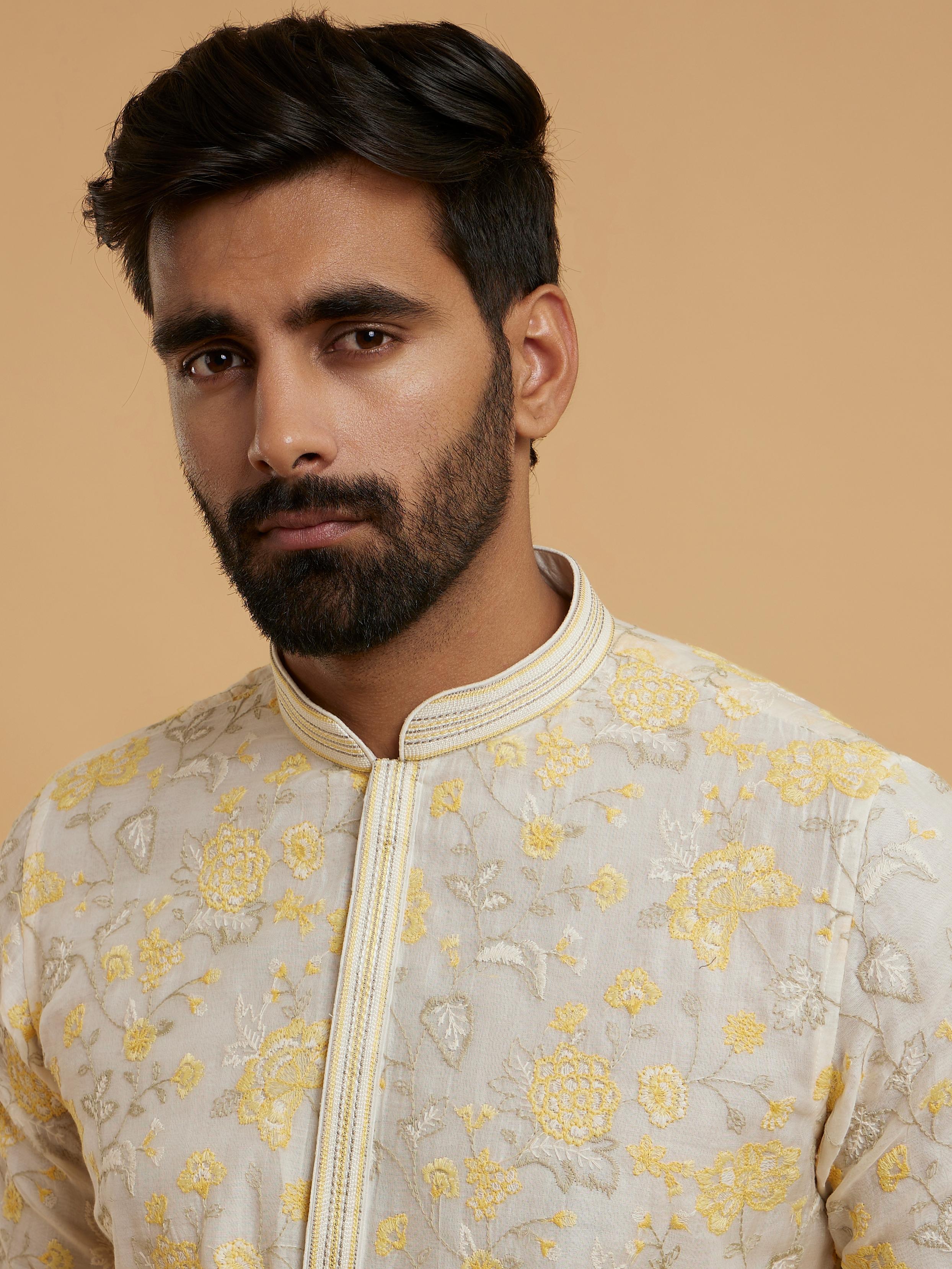 Twamev Men Twilight Beige Chanderi Kurta Pajama