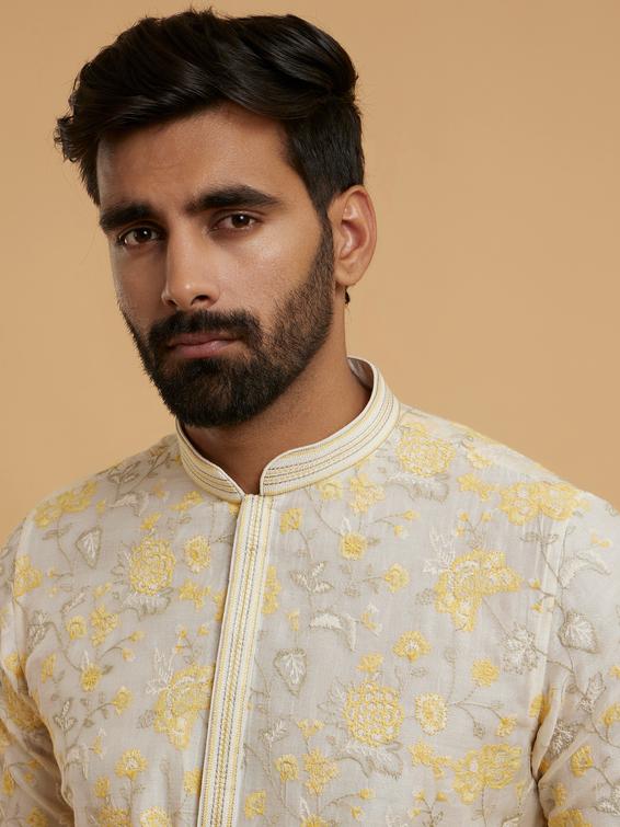 Twamev Men Twilight Beige Chanderi Kurta Pajama