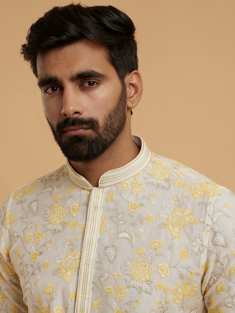Twamev Men Twilight Beige Chanderi Kurta Pajama
