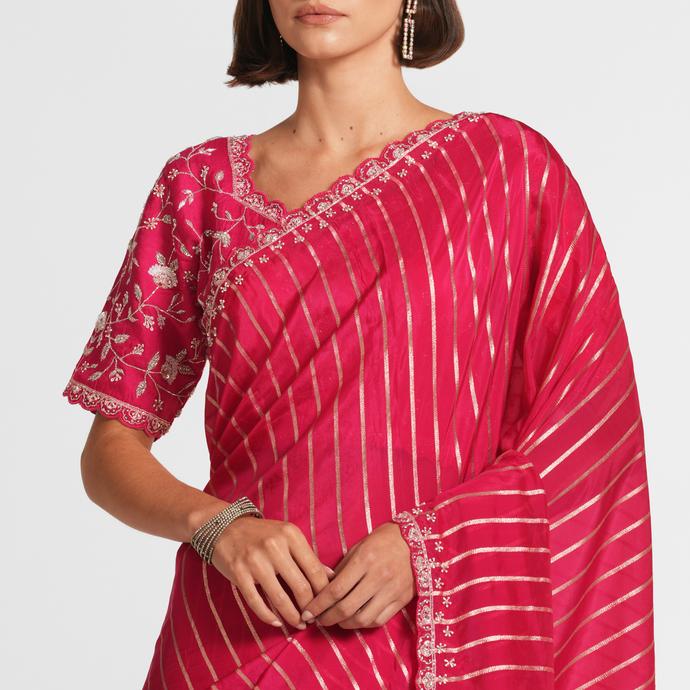 Twamev Women Rani Satin Elegance Saree
