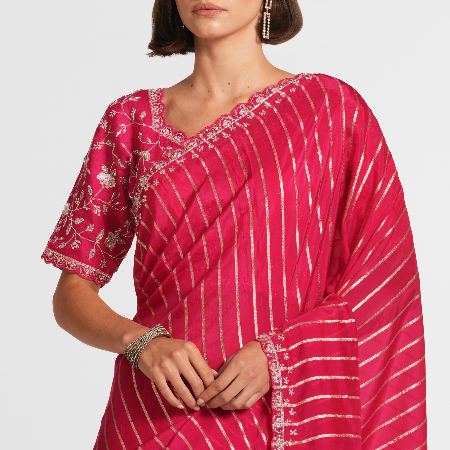 Twamev Women Rani Satin Elegance Saree
