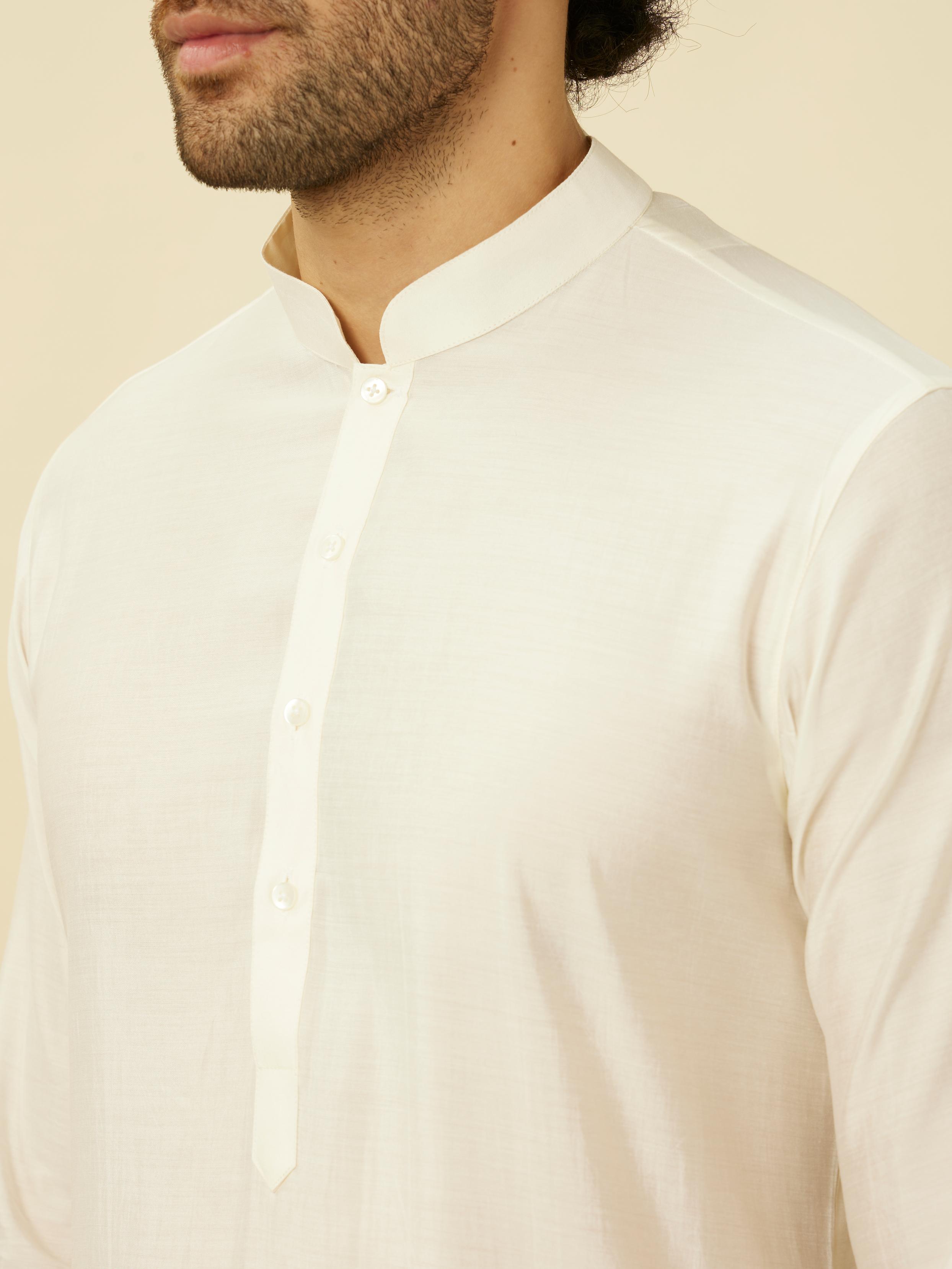 Twamev Men Dazzling White Kurta Jacket Set