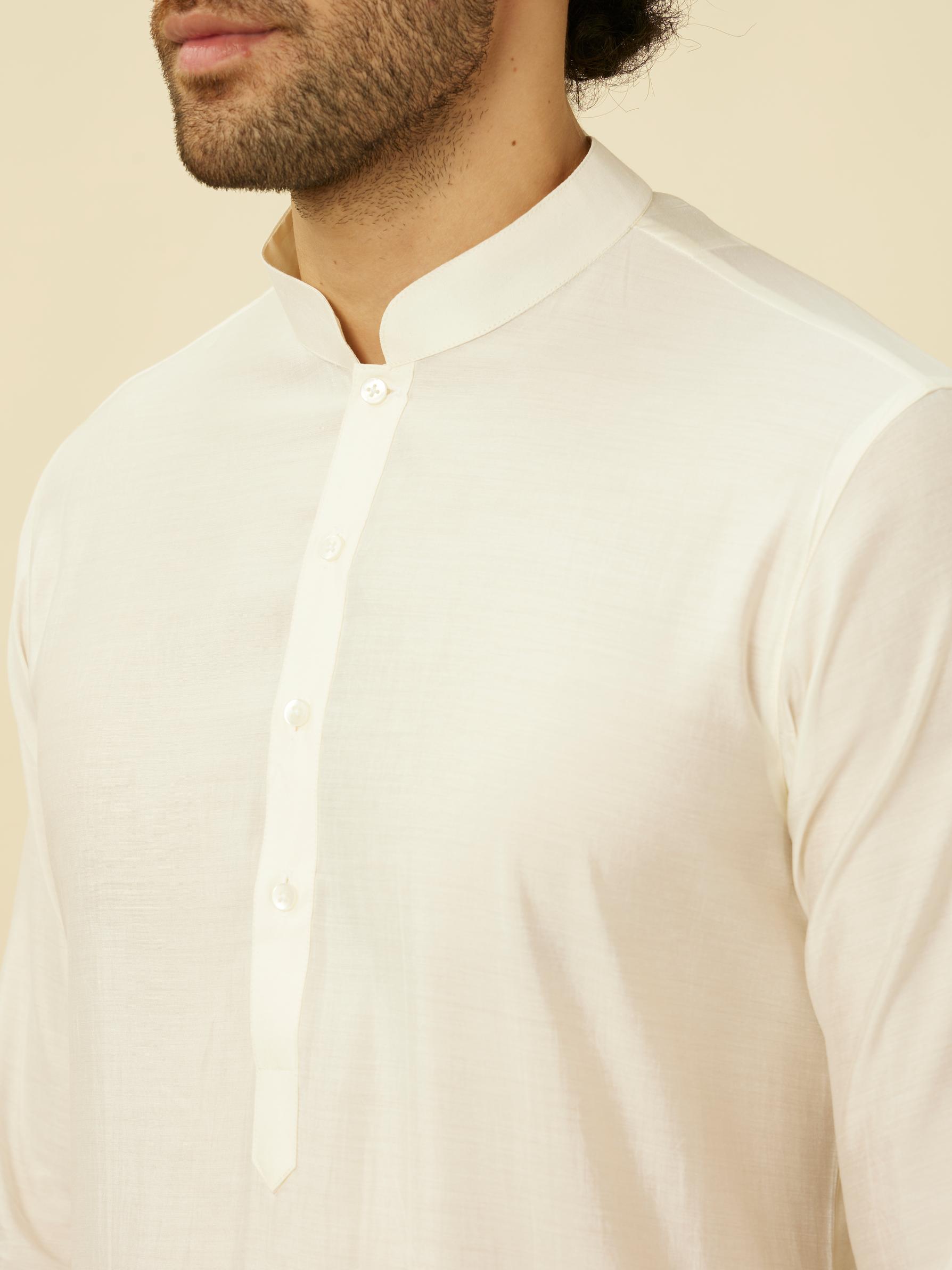 Twamev Men Dazzling White Kurta Jacket Set