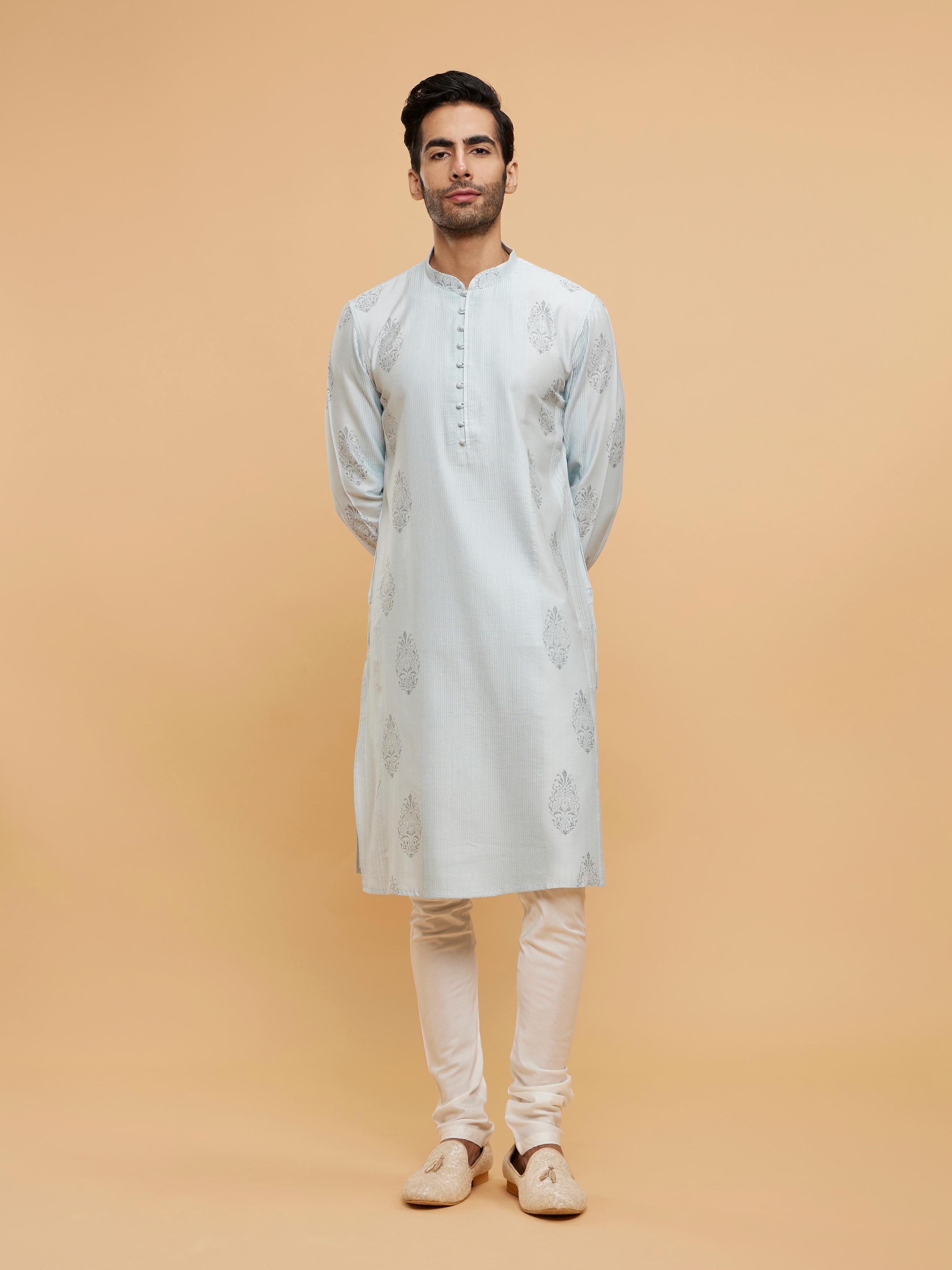 Twamev Men Light Grey Regality Kurta Pajama