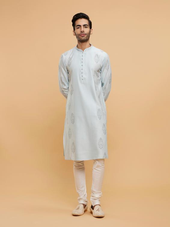 Twamev Men Light Grey Regality Kurta Pajama
