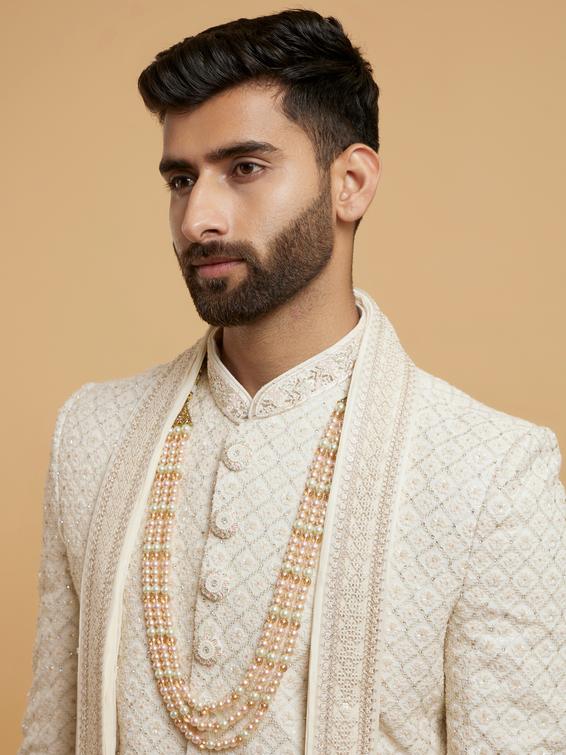 Twamev Men Cream Ensemble Sherwani