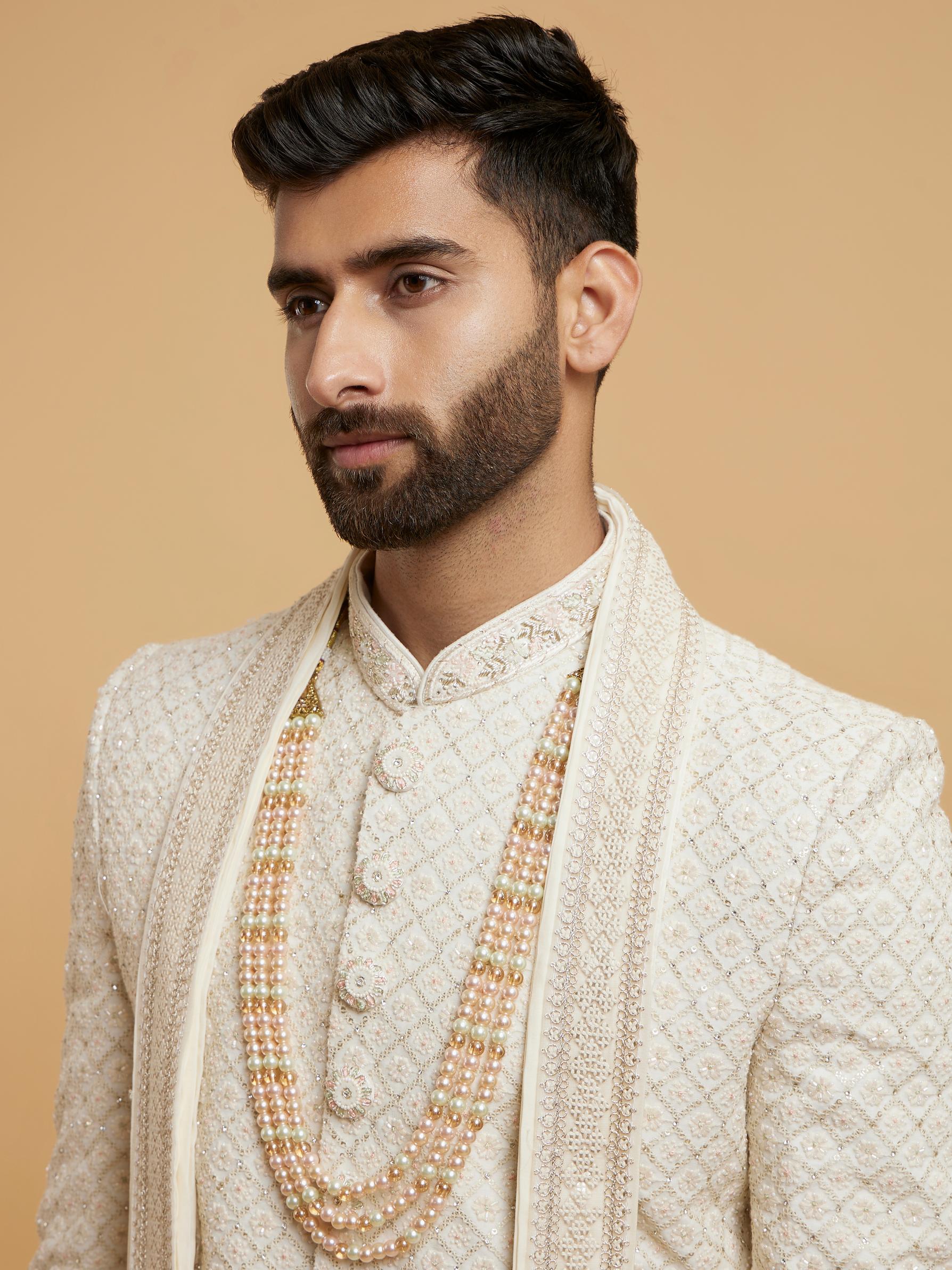 Twamev Men Cream Ensemble Sherwani