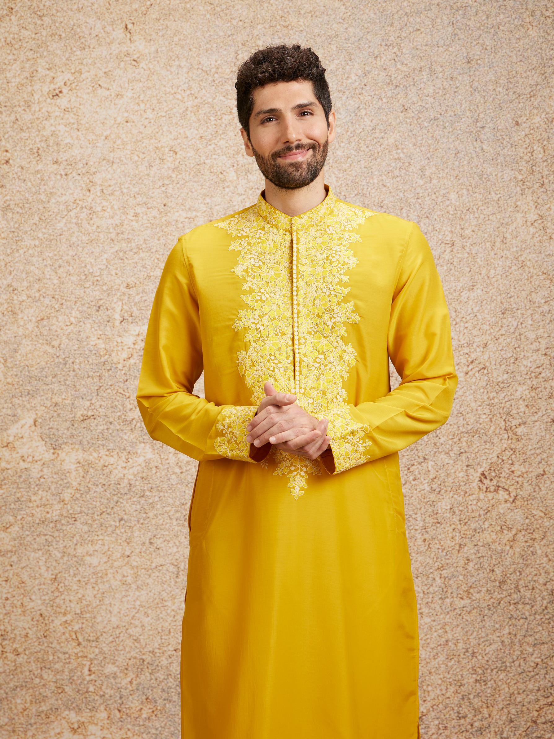 Twamev Men Sunshine Glow Embroidered Kurta Pajama