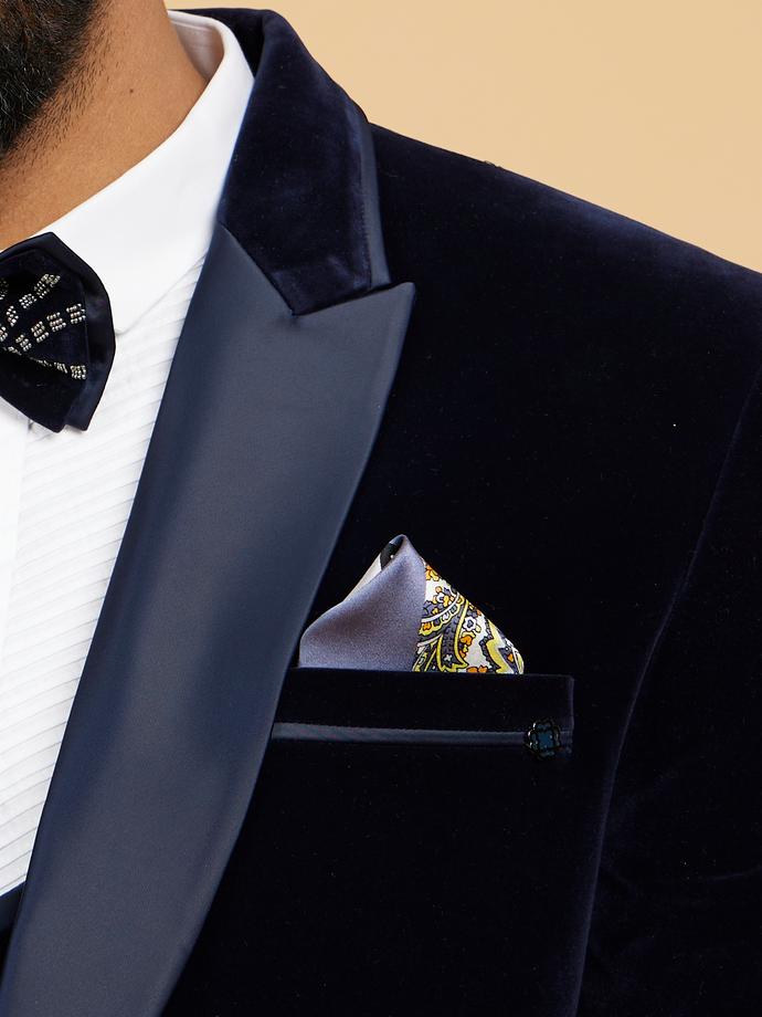 Twamev Men Dark Grey Satin Pocket Square