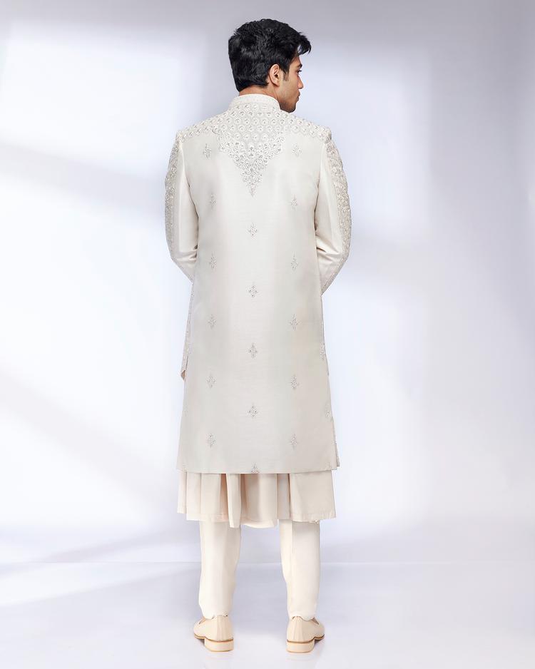 Twamev Men Elegant Cream Sherwani Ensemble