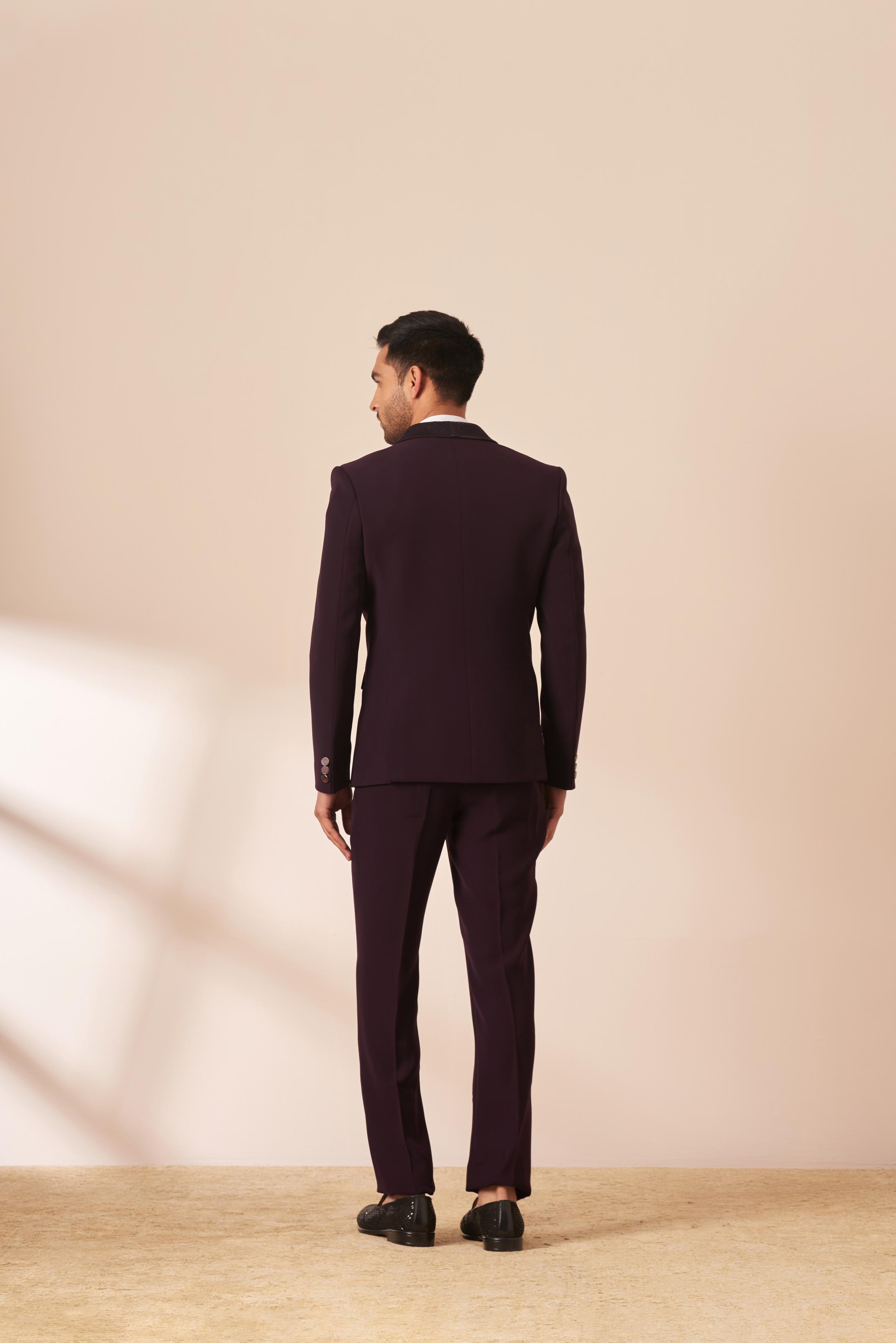 Twamev Men Wine Enchantment Suit Set
