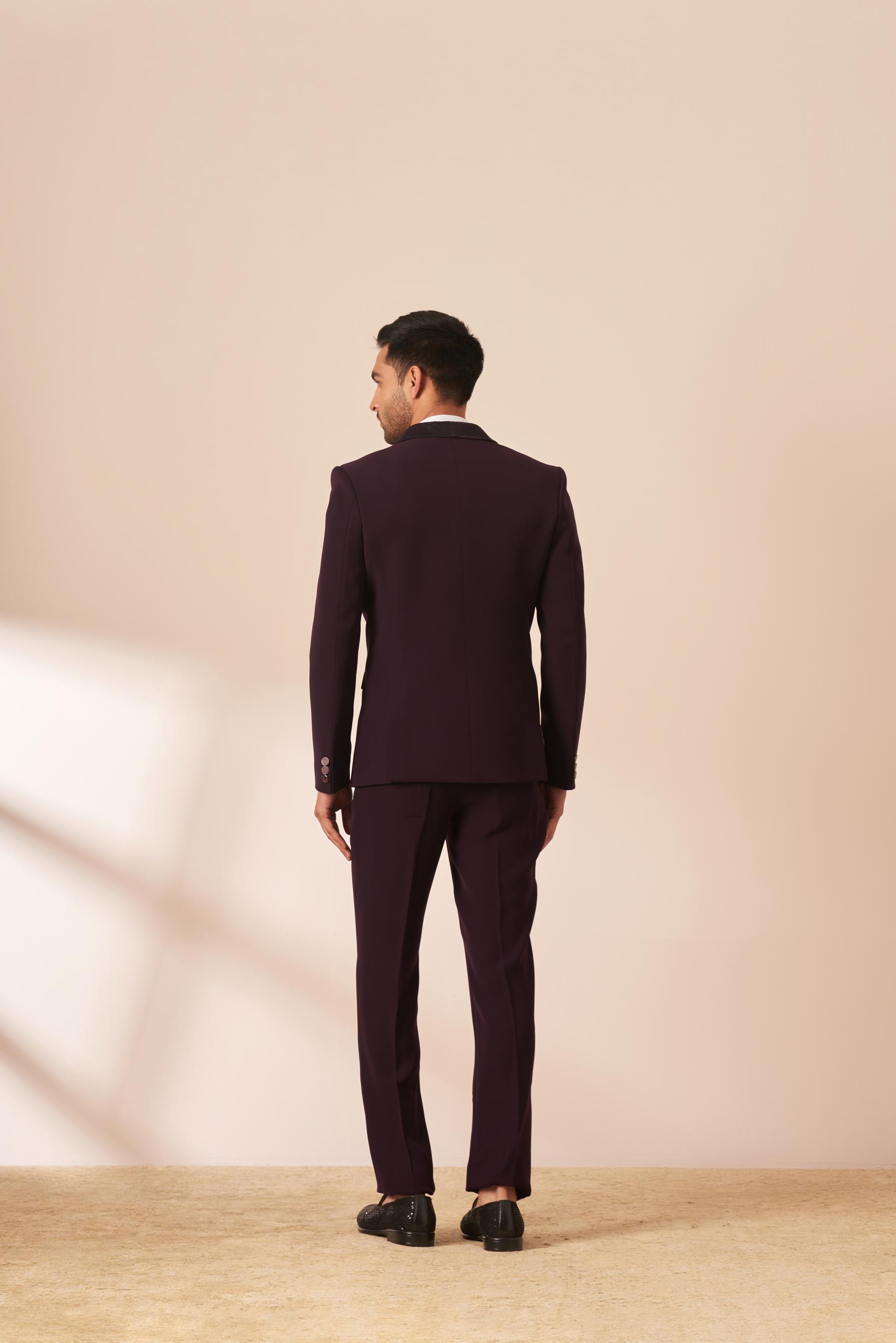 Twamev Men Wine Enchantment Suit Set