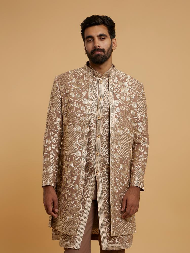 Twamev Men Brown Elegance Indo Western