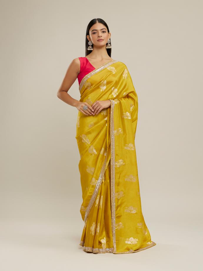 Twamev Women Mustard Yellow Opulence Saree